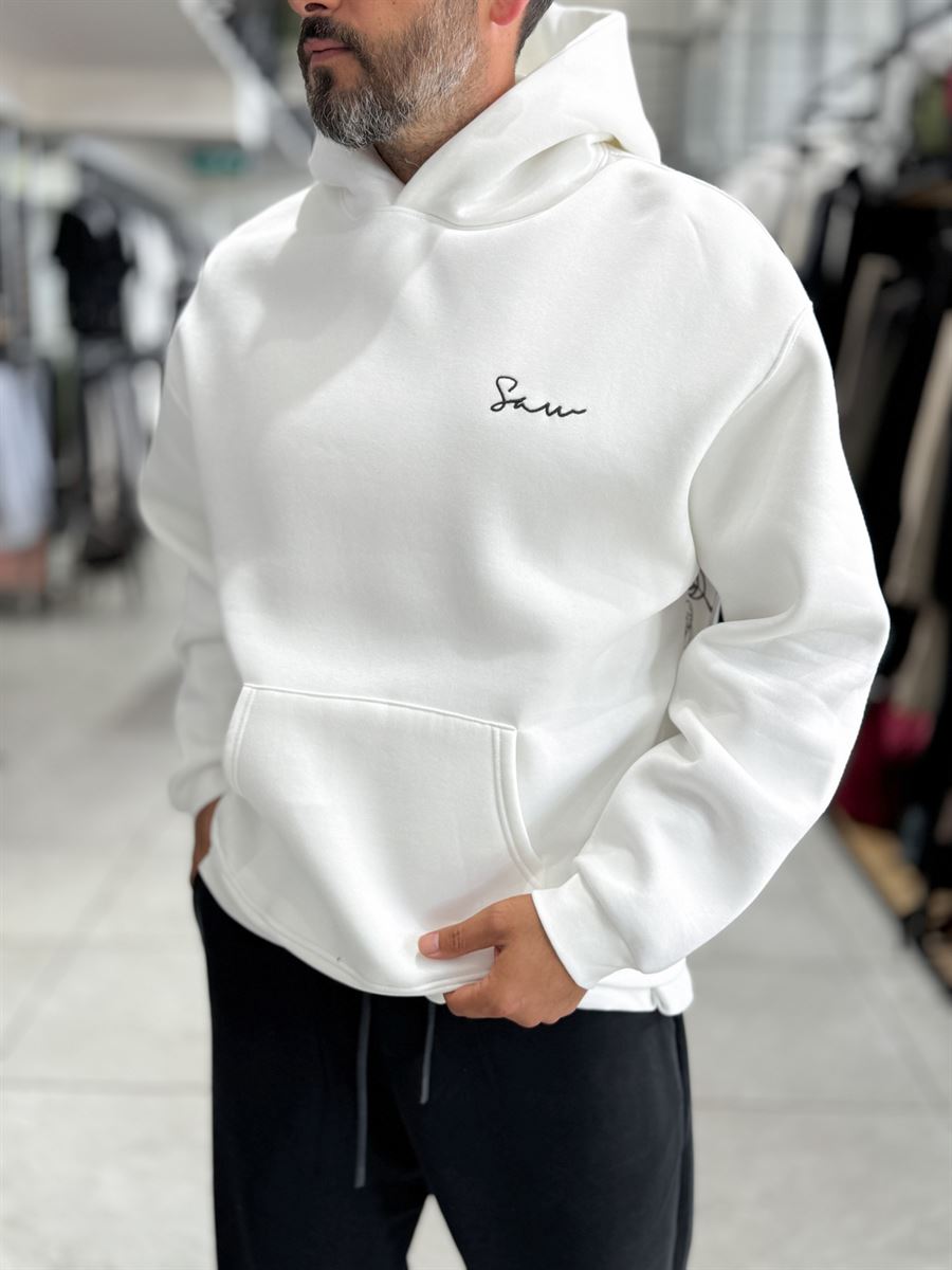 White Holographic Hooded Sweatshirt SW-5261