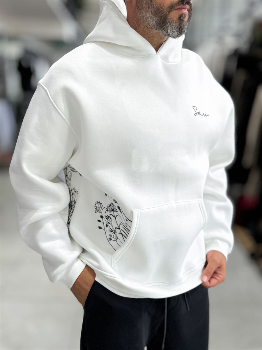 White Holographic Hooded Sweatshirt SW-5261