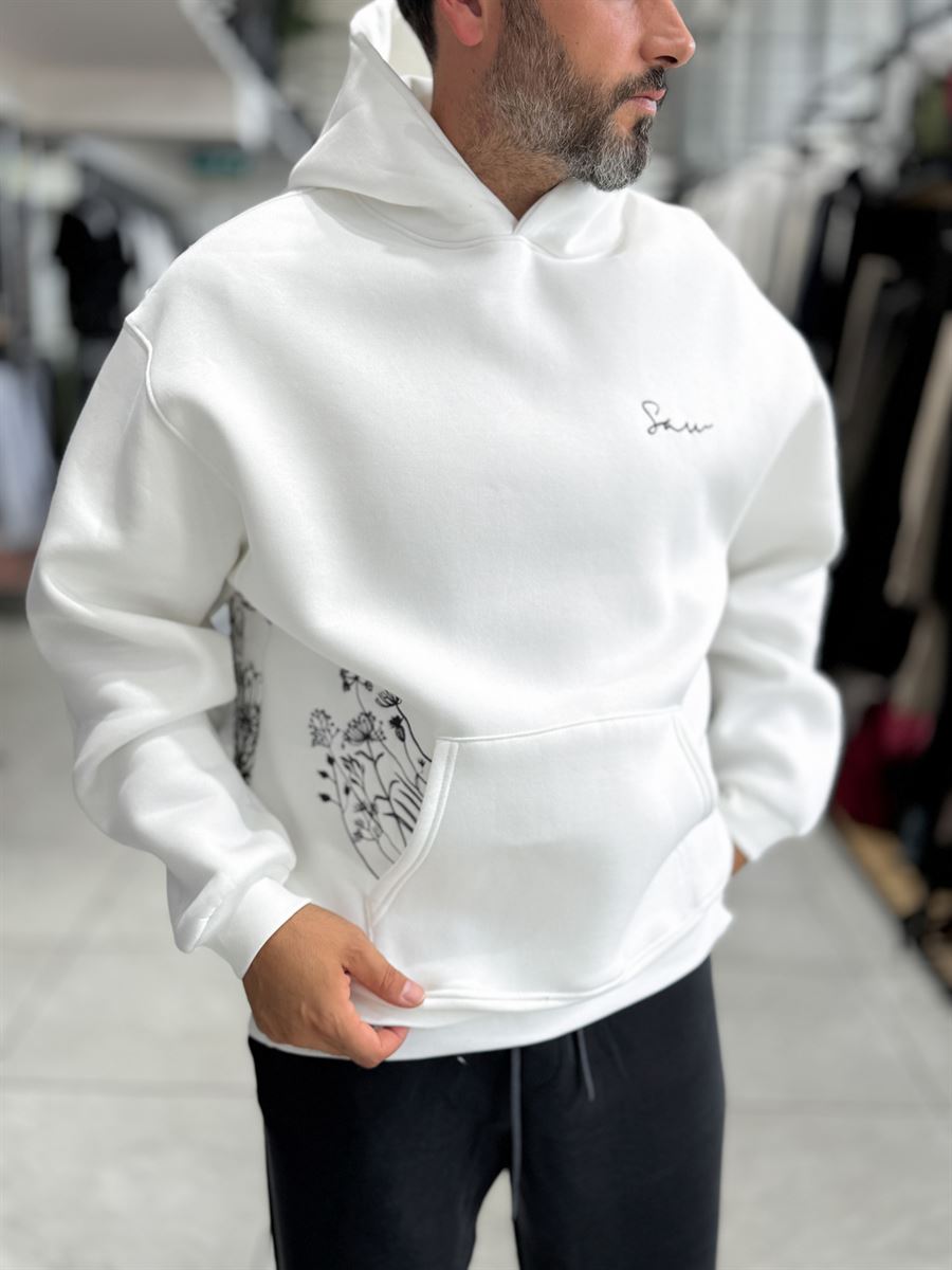 White Holographic Hooded Sweatshirt SW-5261