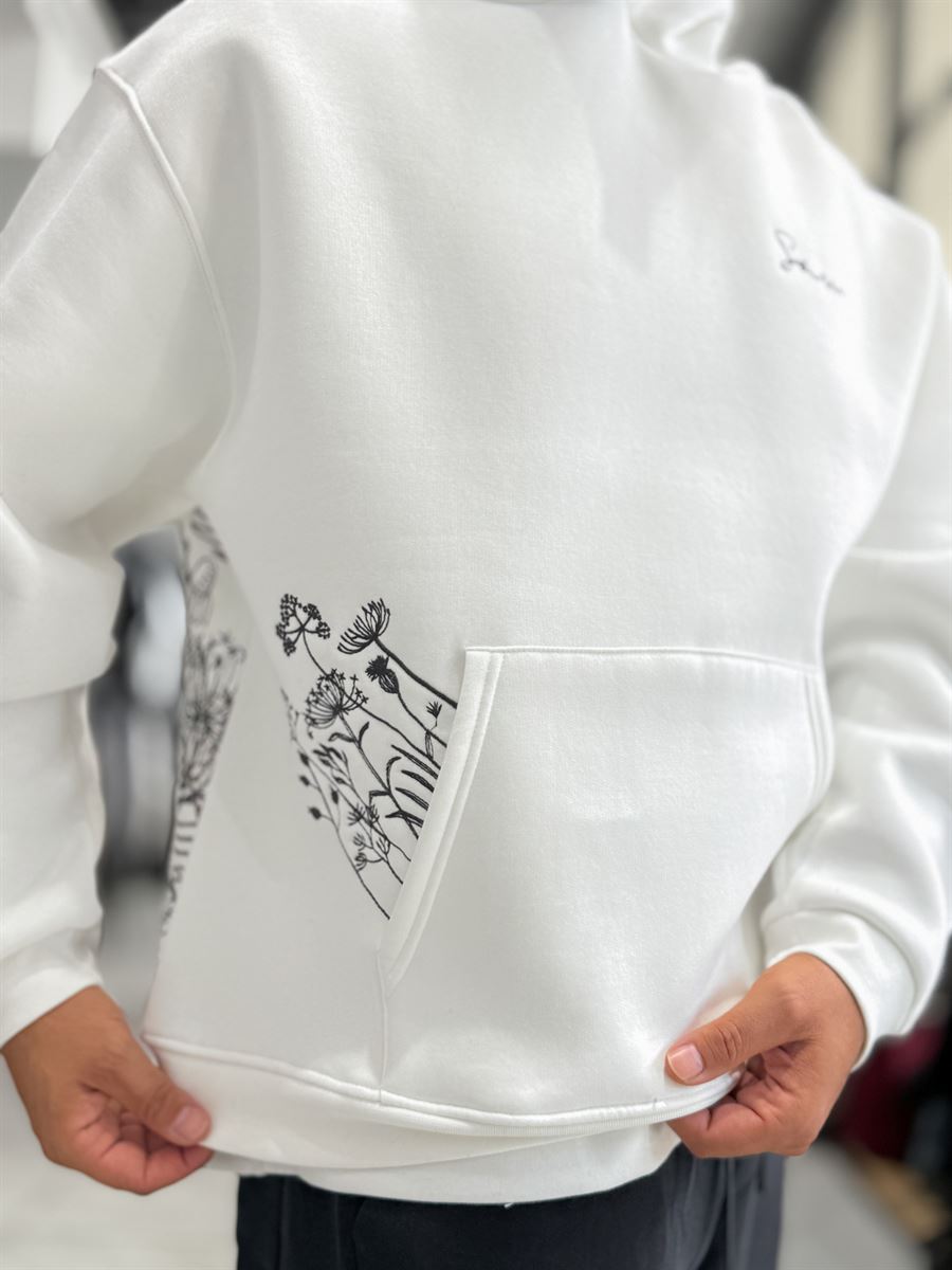 White Holographic Hooded Sweatshirt SW-5261
