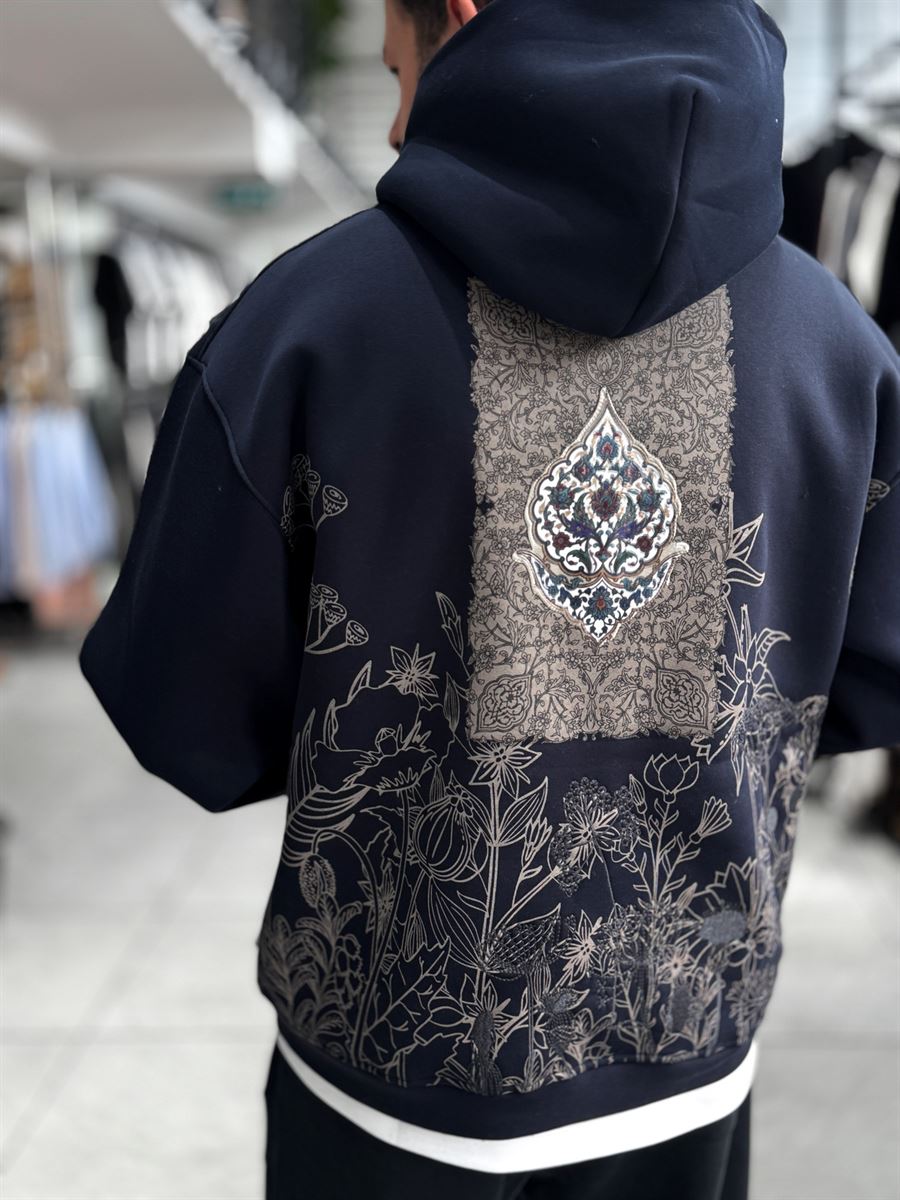 Navy Holographic Hooded Sweatshirt SW-5261