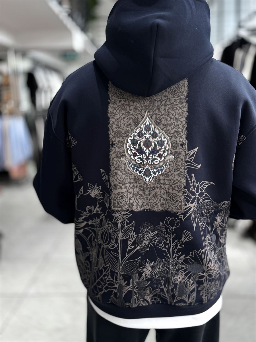 Navy Holographic Hooded Sweatshirt SW-5261