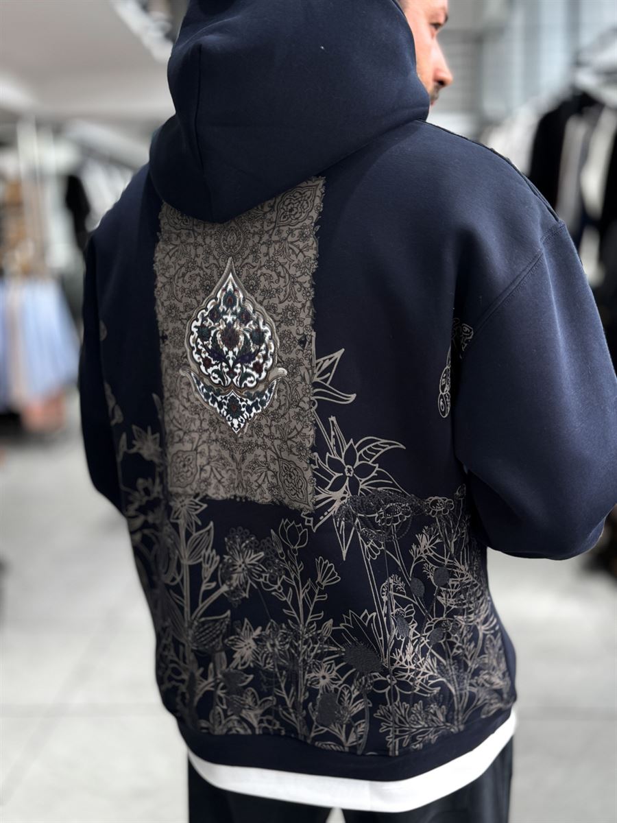 Navy Holographic Hooded Sweatshirt SW-5261
