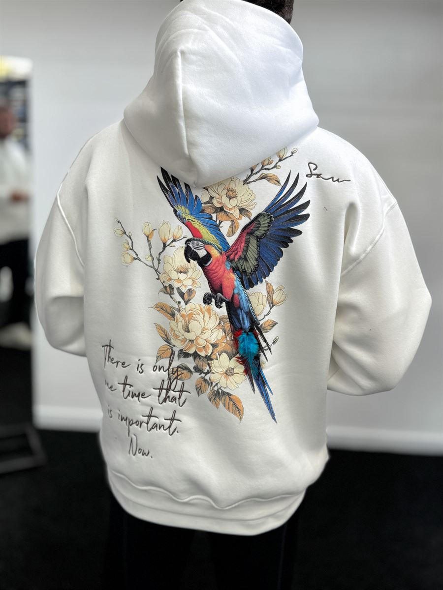 White Parrot Hooded Sweatshirt SW-5264