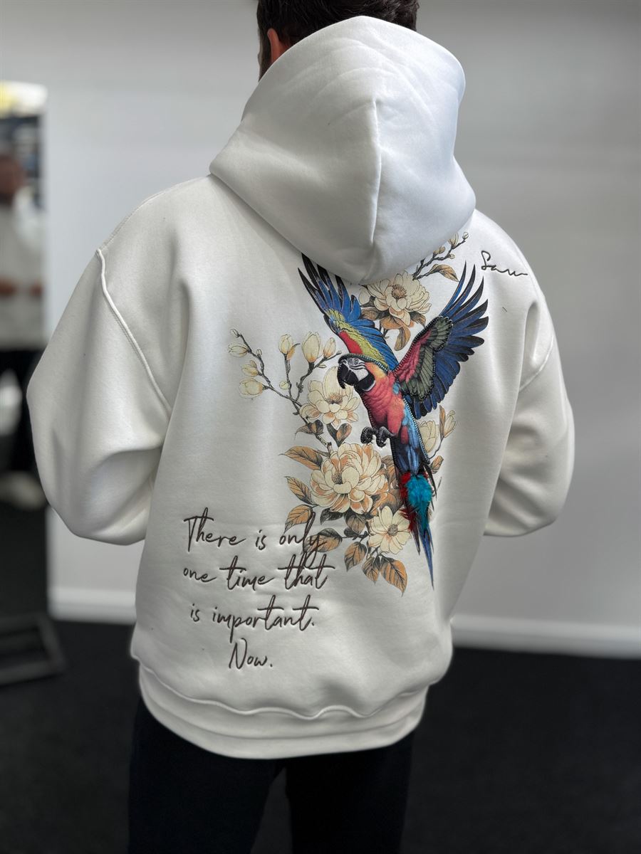 White Parrot Hooded Sweatshirt SW-5264