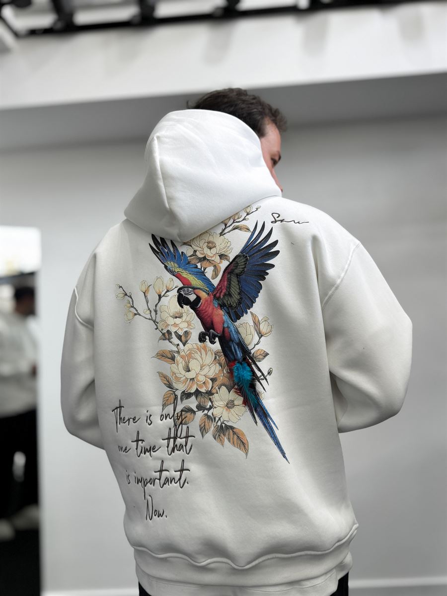 White Parrot Hooded Sweatshirt SW-5264