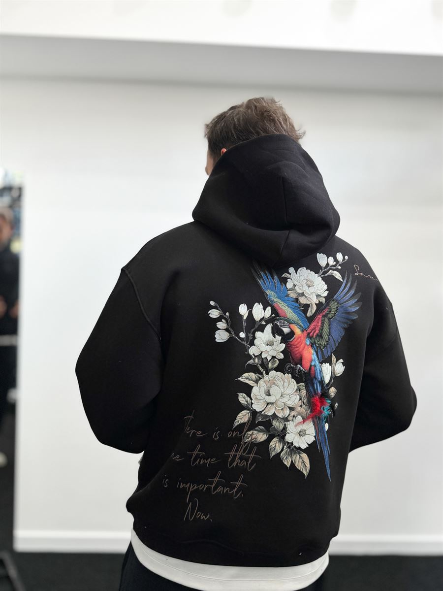 Black Parrot Hooded Sweatshirt SW-5264