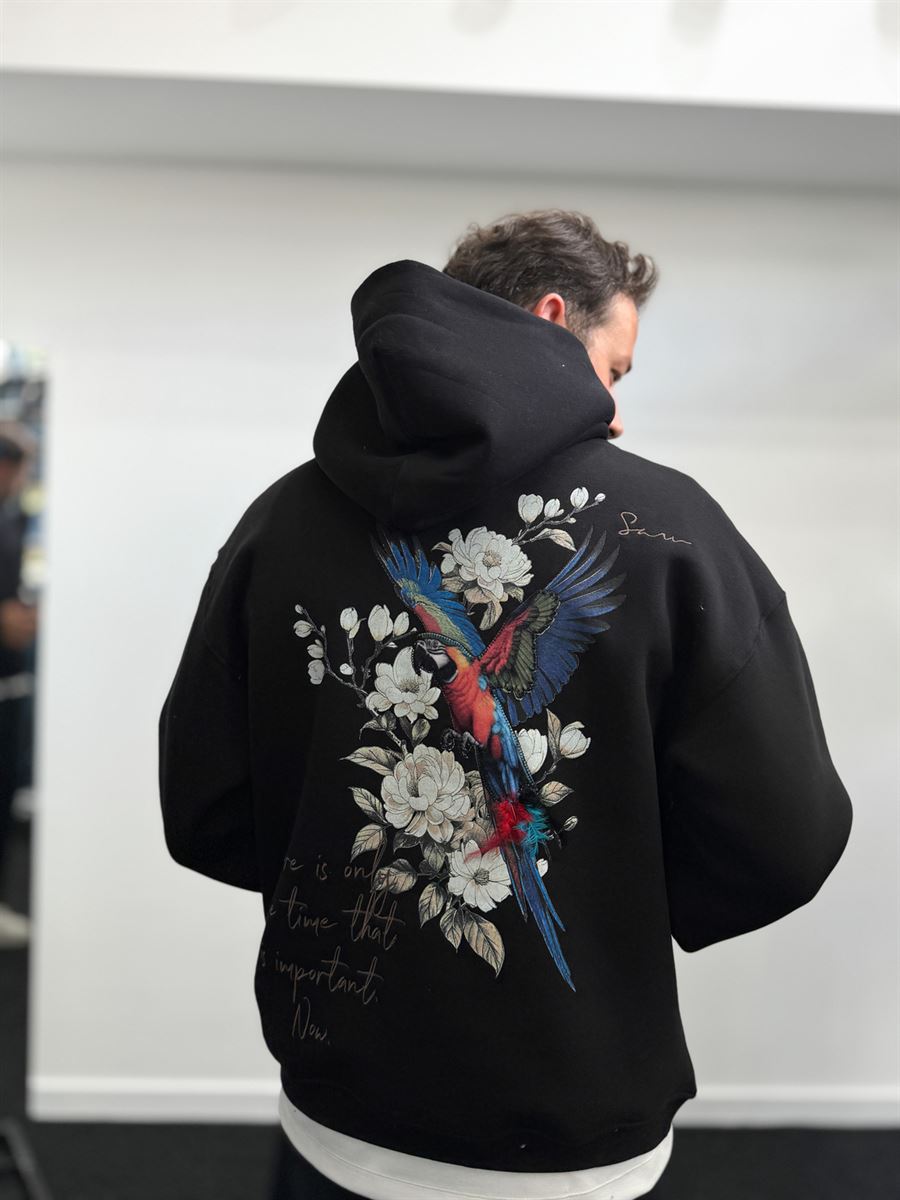 Black Parrot Hooded Sweatshirt SW-5264