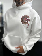 White Rhinestone Hooded Sweatshirt SW-5255