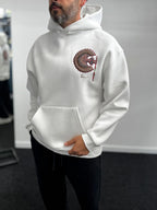 White Rhinestone Hooded Sweatshirt SW-5255