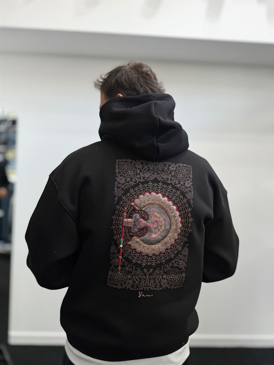 Black Rhinestone Hooded Sweatshirt SW-5255