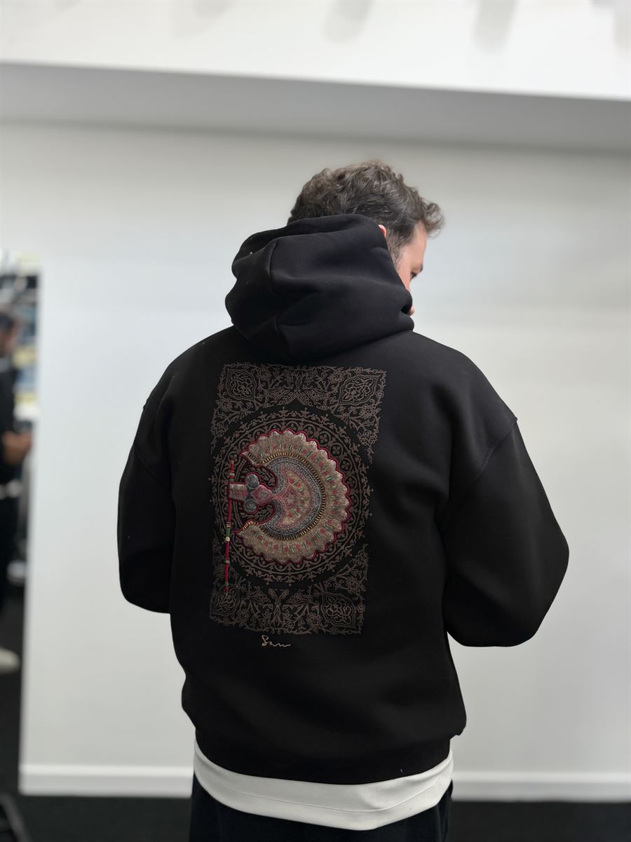 Black Rhinestone Hooded Sweatshirt SW-5255