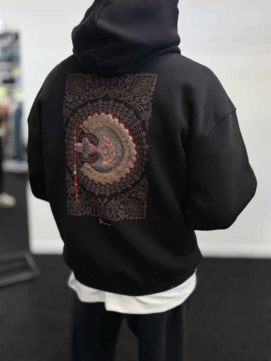 Black Rhinestone Hooded Sweatshirt SW-5255