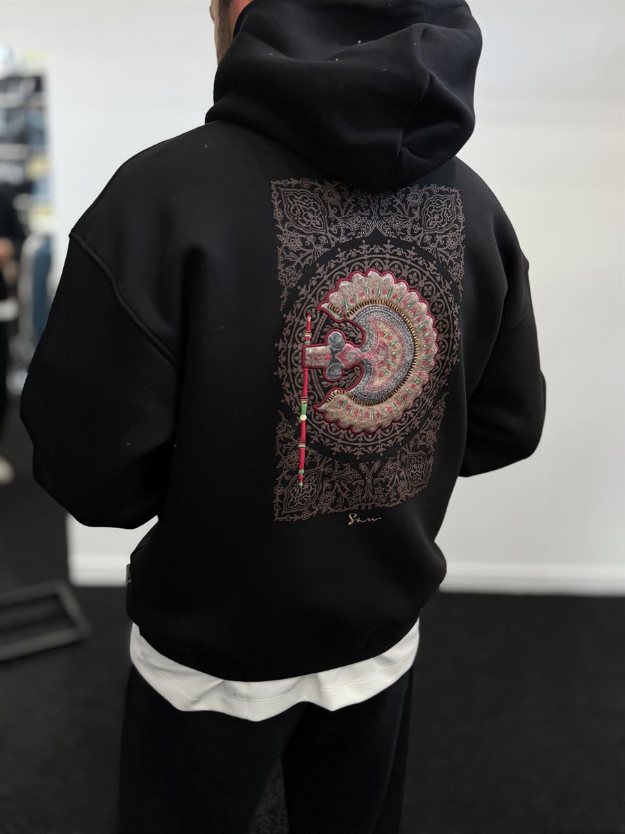 Black Rhinestone Hooded Sweatshirt SW-5255