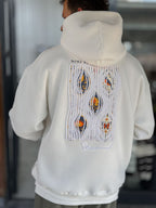 White Mono Patch Hooded Sweatshirt SW-5212