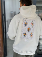 White Mono Patch Hooded Sweatshirt SW-5212