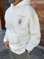 White Mono Patch Hooded Sweatshirt SW-5212