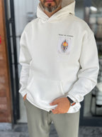 White Mono Patch Hooded Sweatshirt SW-5212