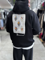 Black Mono Patch Hooded Sweatshirt SW-5212