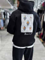 Black Mono Patch Hooded Sweatshirt SW-5212