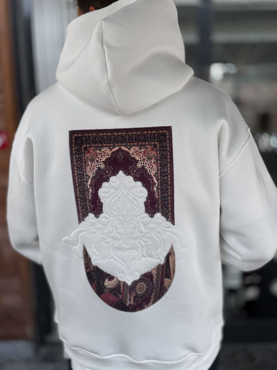 White Carpet Patch Hooded Sweatshirt SW-5272