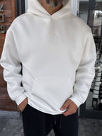 White Carpet Patch Hooded Sweatshirt SW-5272