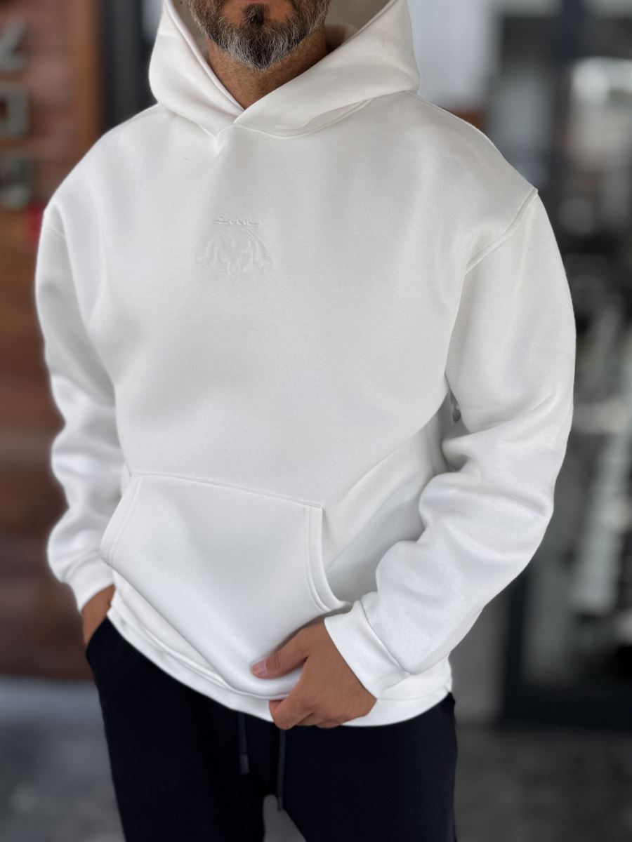White Carpet Patch Hooded Sweatshirt SW-5272