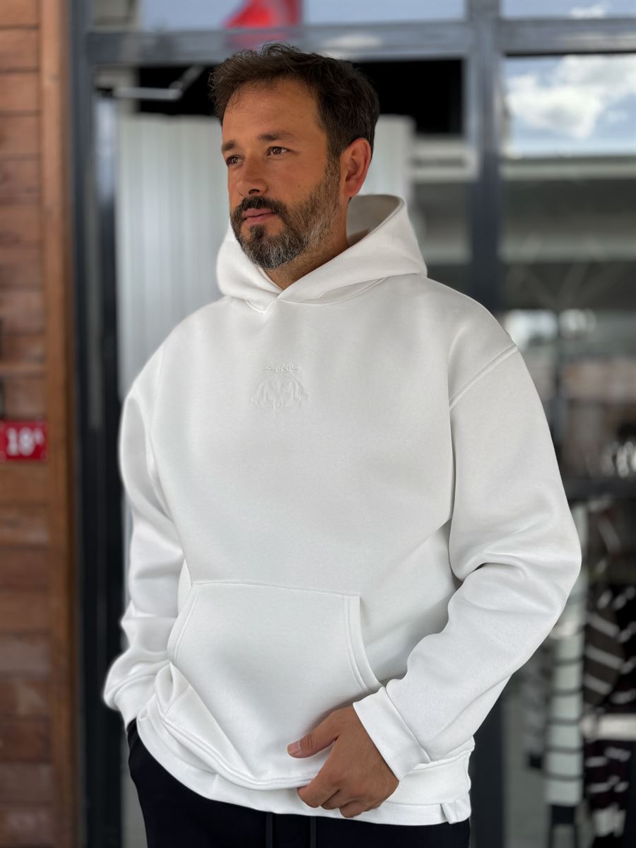 White Carpet Patch Hooded Sweatshirt SW-5272