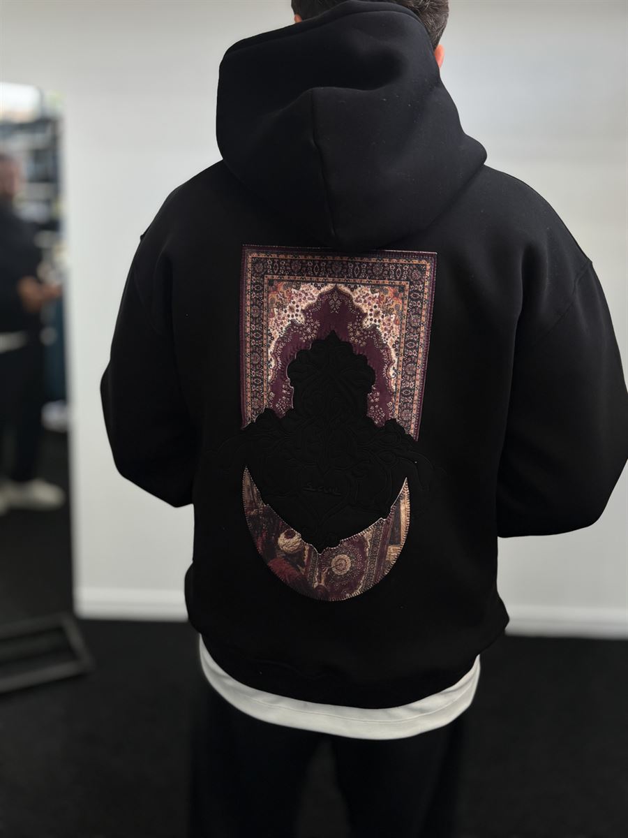 Black Carpet Patch Hooded Sweatshirt SW-5272