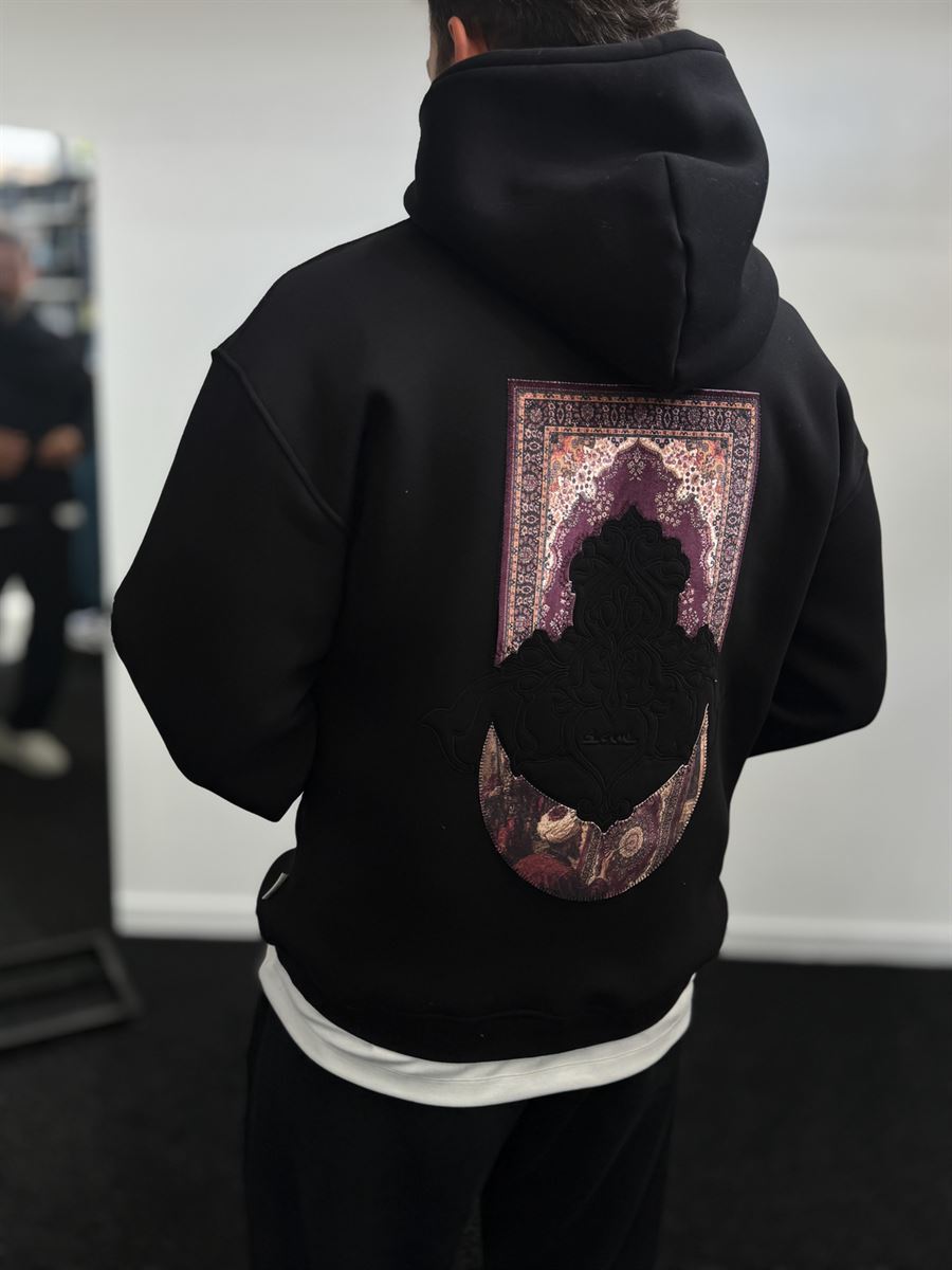 Black Carpet Patch Hooded Sweatshirt SW-5272