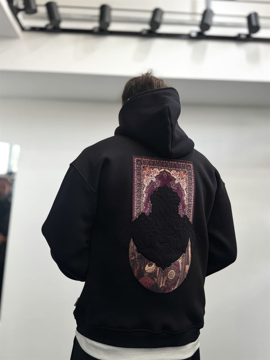 Black Carpet Patch Hooded Sweatshirt SW-5272