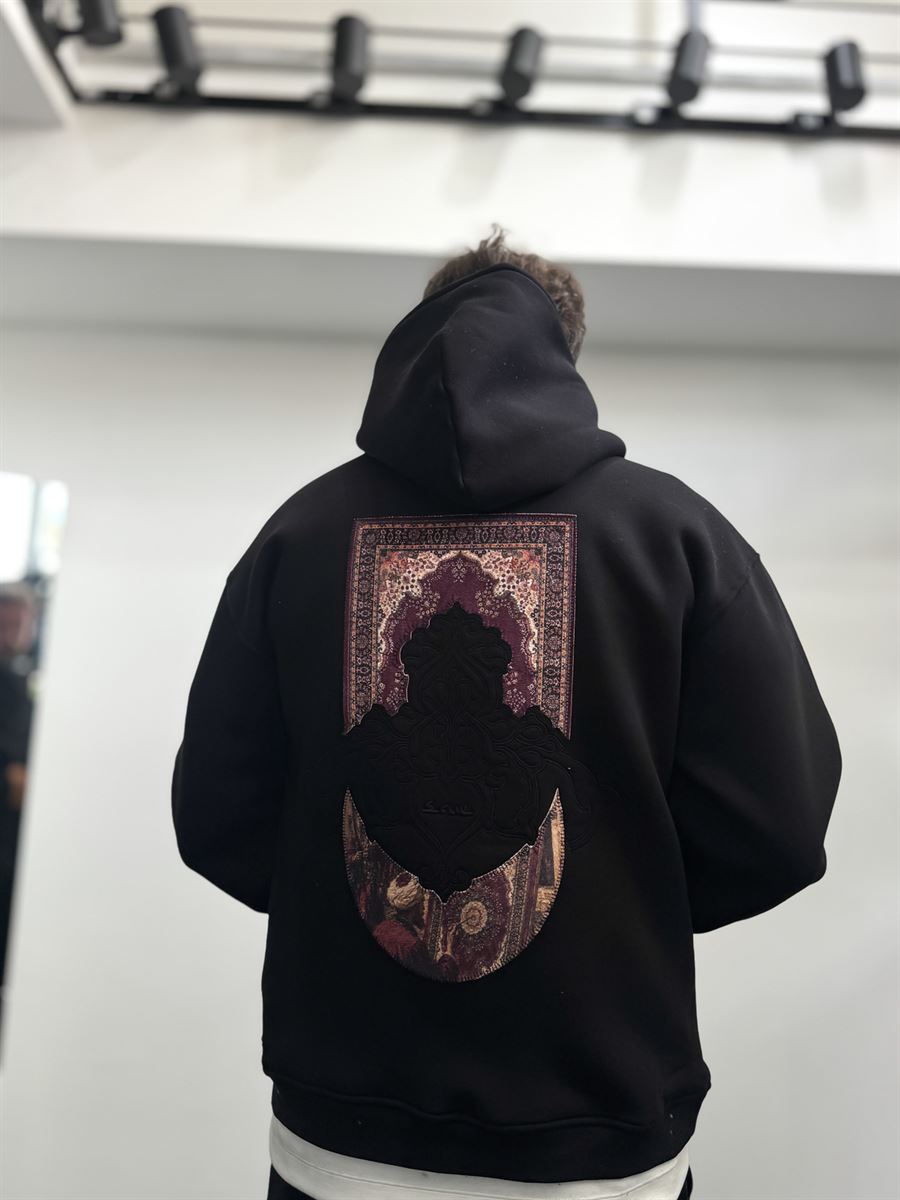 Black Carpet Patch Hooded Sweatshirt SW-5272