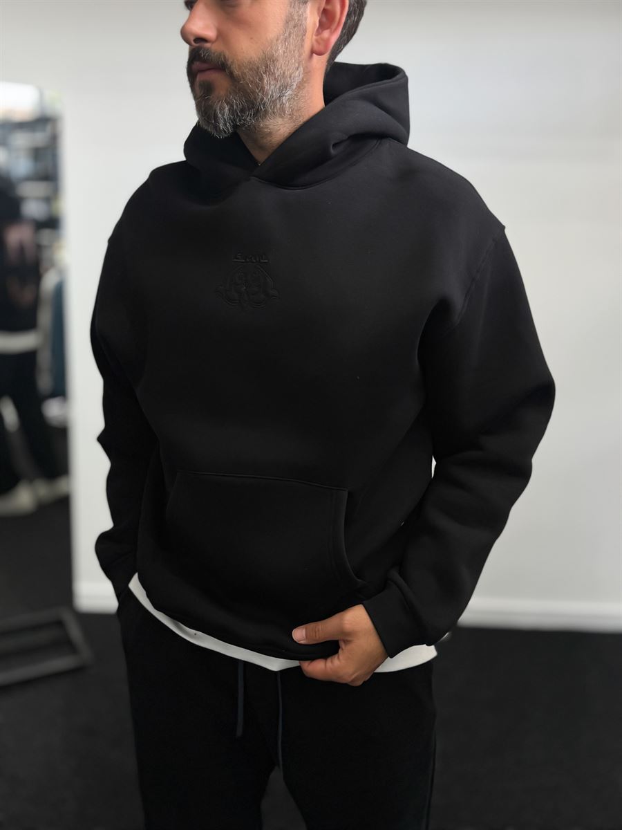 Black Carpet Patch Hooded Sweatshirt SW-5272
