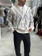 Beige Half-Zip Patterned Sweater SW-6001