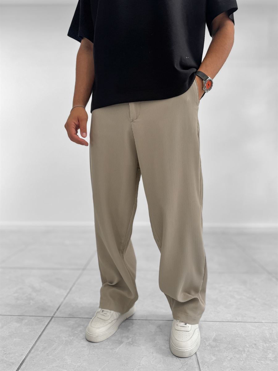 Beige Corduroy Baggy Trousers WE-5122