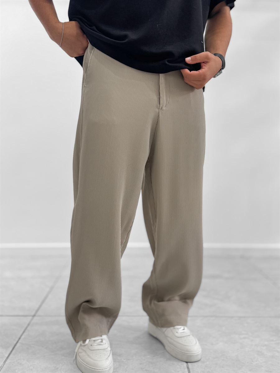 Beige Corduroy Baggy Trousers WE-5122