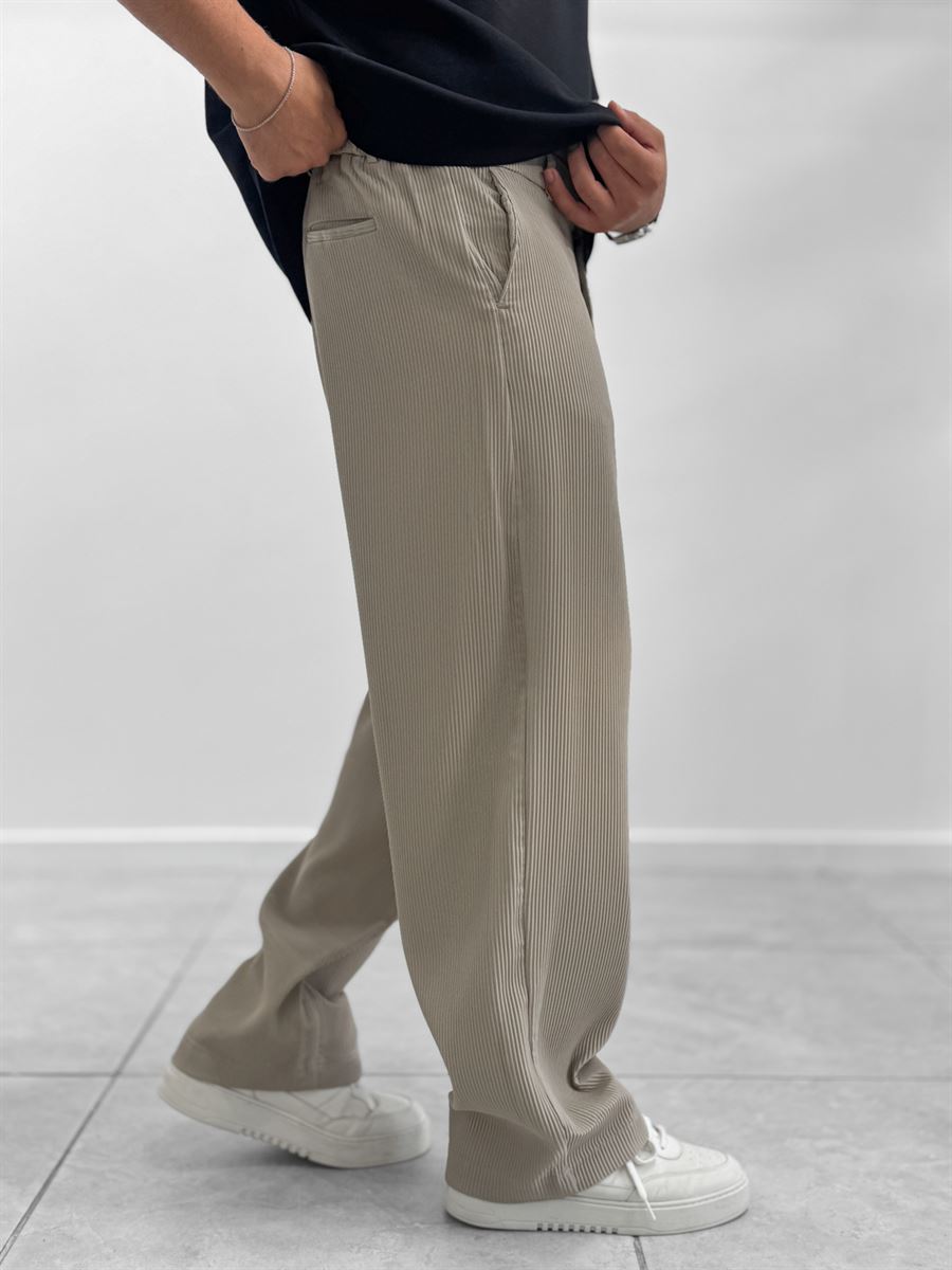 Beige Corduroy Baggy Trousers WE-5122
