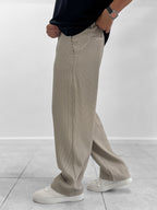 Beige Corduroy Baggy Trousers WE-5122