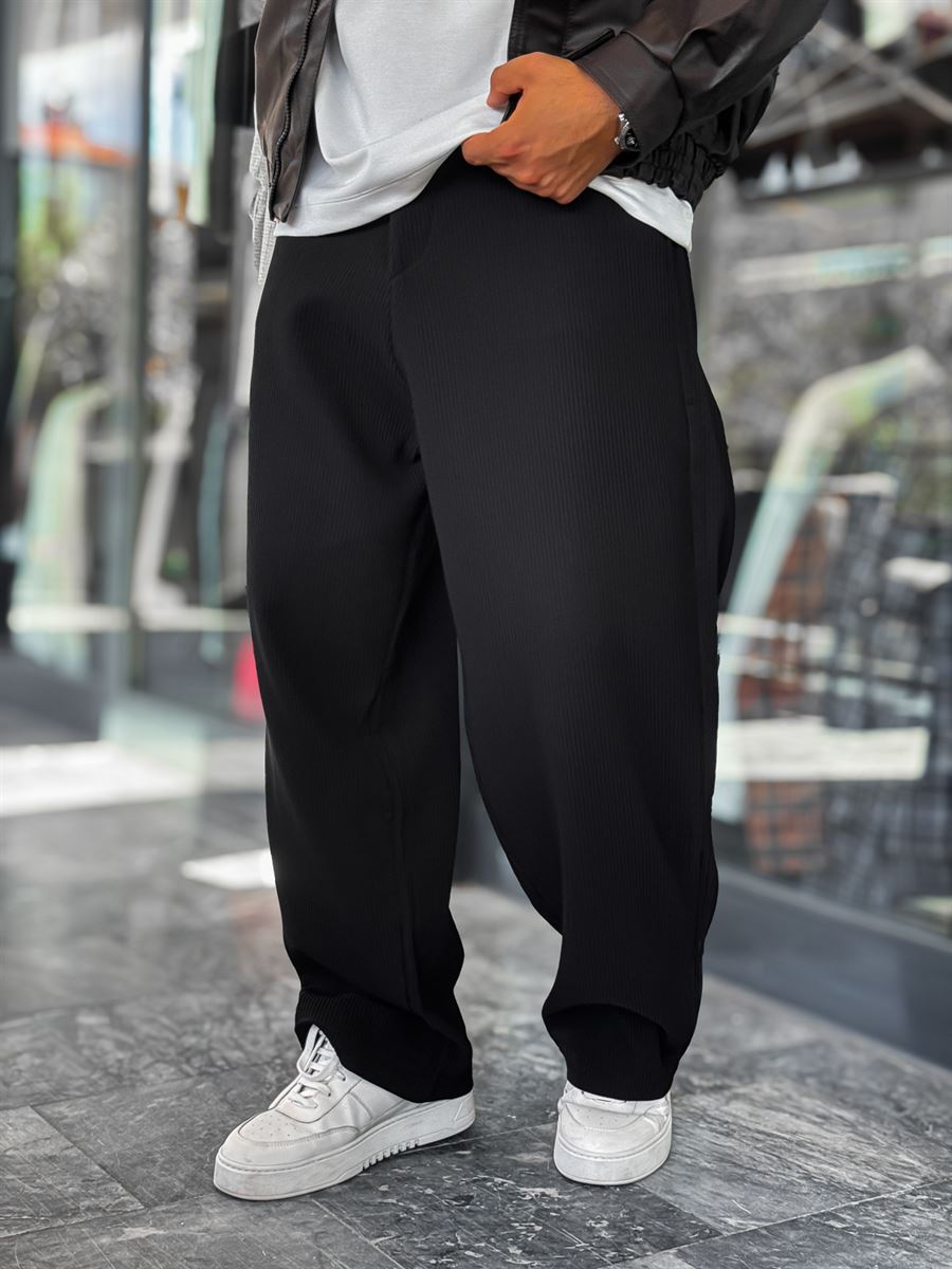 Black Corduroy Baggy Trousers WE-5122