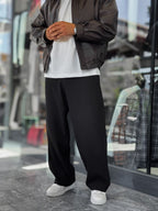 Black Corduroy Baggy Trousers WE-5122