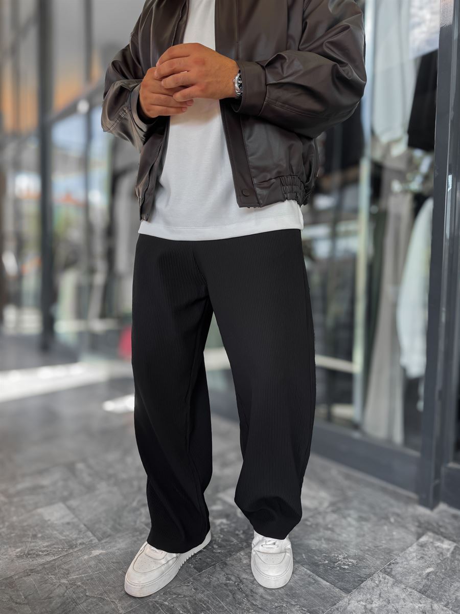 Black Corduroy Baggy Trousers WE-5122