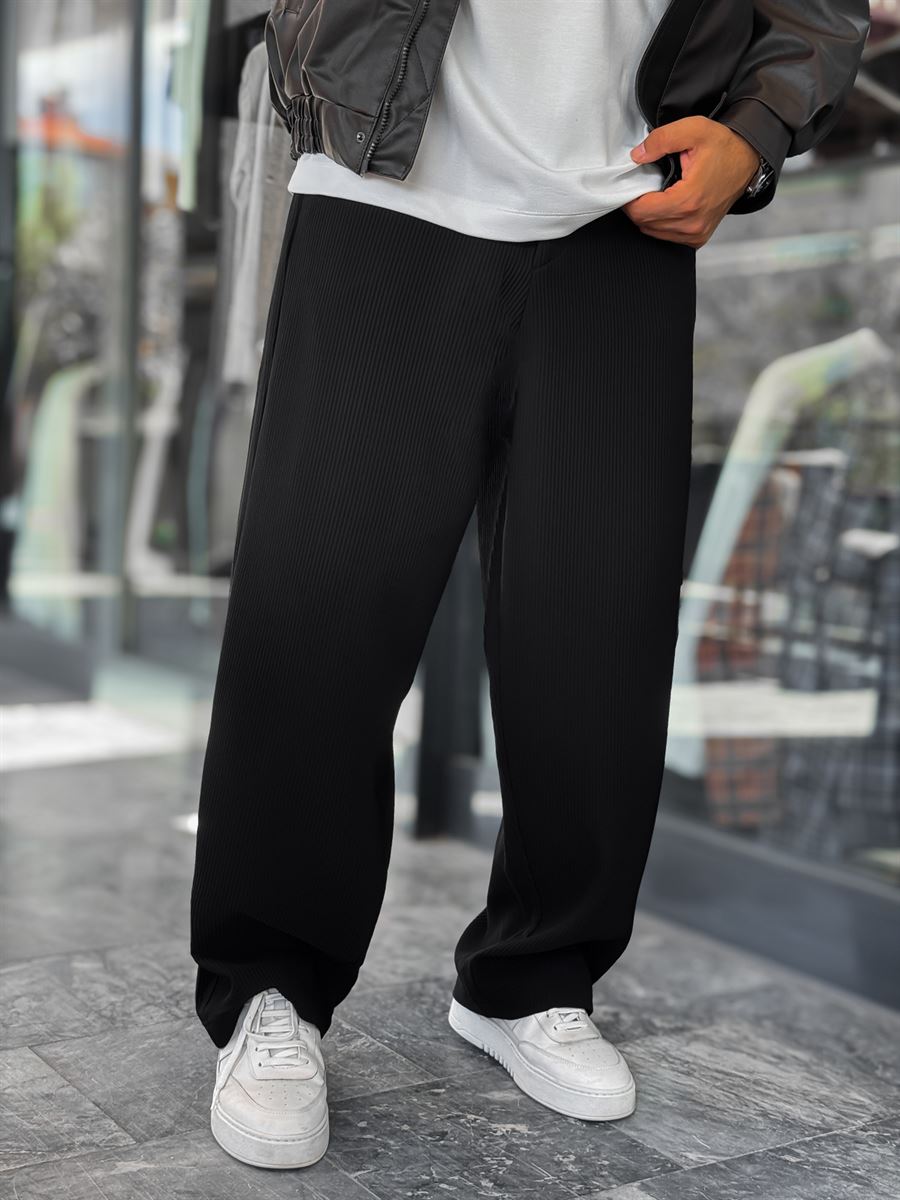 Black Corduroy Baggy Trousers WE-5122