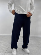 Navy Corduroy Baggy Trousers WE-5122