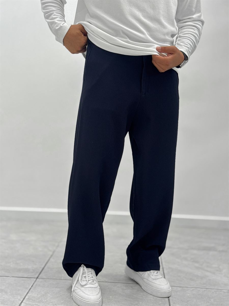 Navy Corduroy Baggy Trousers WE-5122