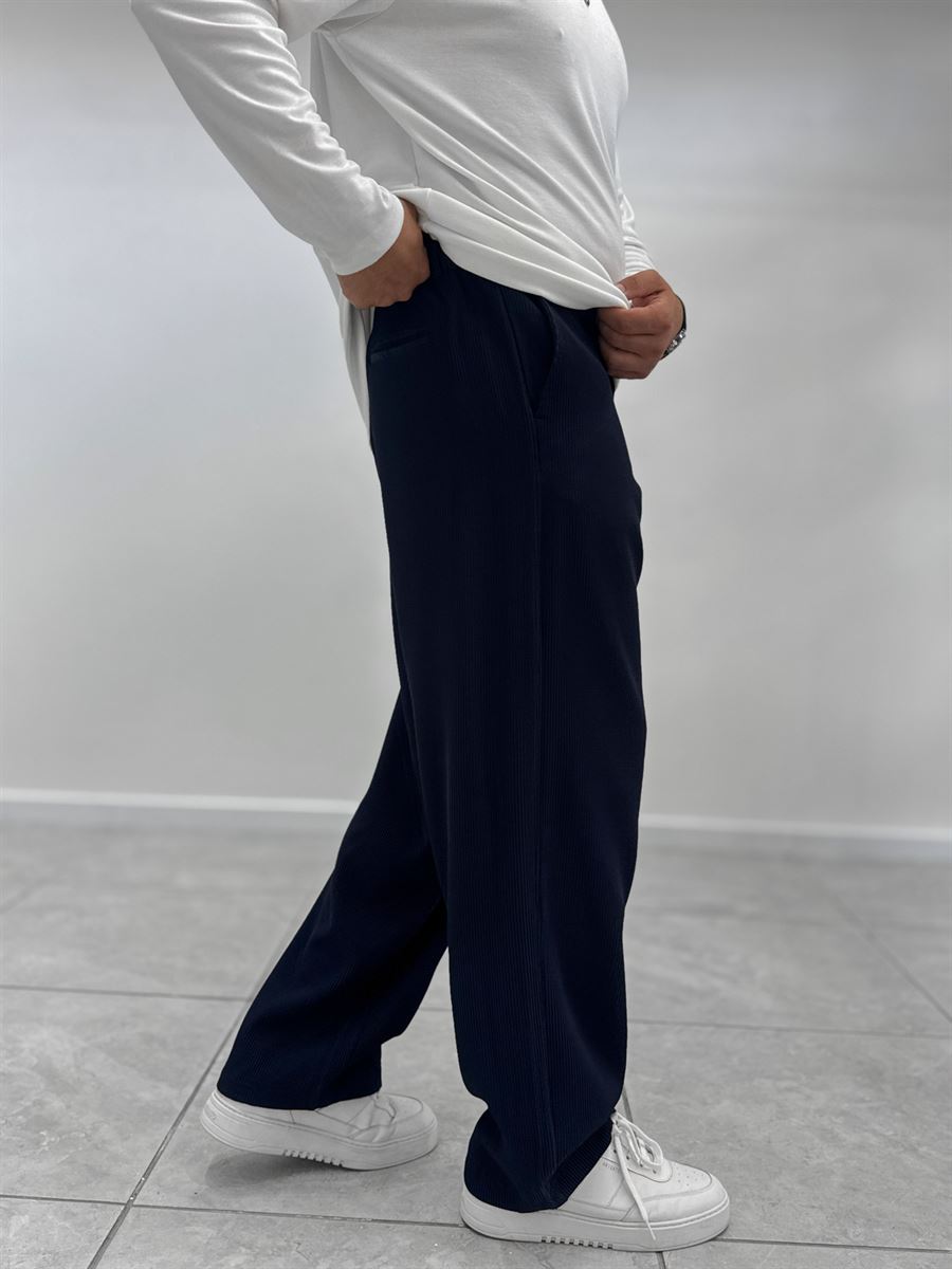 Navy Corduroy Baggy Trousers WE-5122