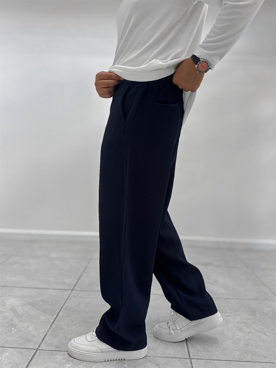 Navy Corduroy Baggy Trousers WE-5122