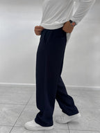 Navy Corduroy Baggy Trousers WE-5122