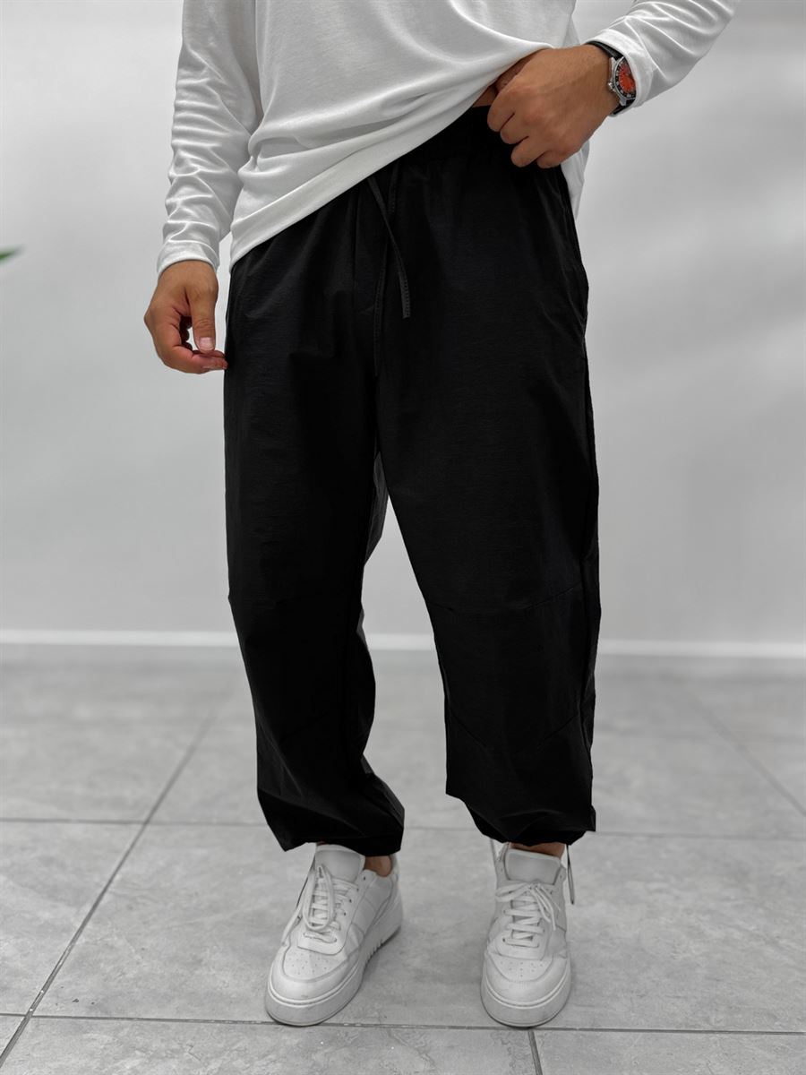 Black Hem Stopper Parachute Trousers WE-5123