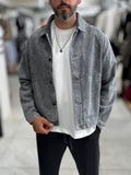 Gray Front Pocket Oversized Denim Jacket DF-3501