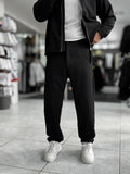 Black Brushed Patterned Baggy Trousers WE-5097